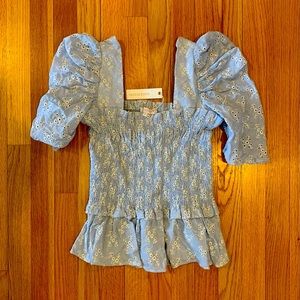 Ruffle short sleeve blouse